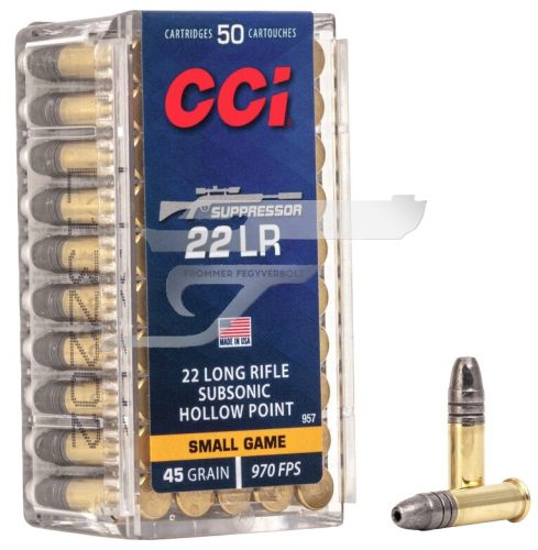 .22 LR. CCI Suppressor Subsonic CC0957 ,         Hollow Point Small Game lőszer